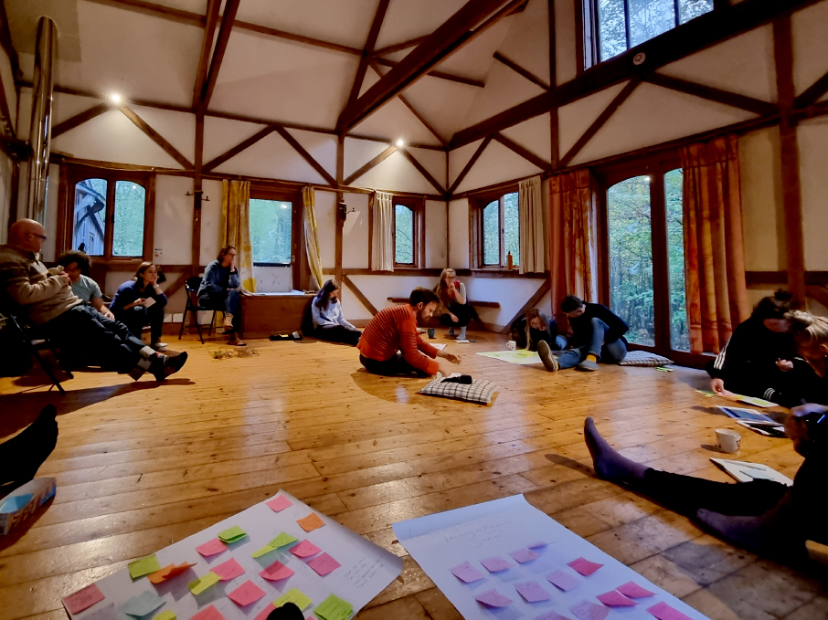 Regenerative Design Lab - a reflective session during one of our residential stays at Hazel Hill Wood.